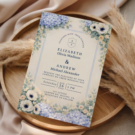 Elegant Dusty Blue Garden Wedding セーブザデート