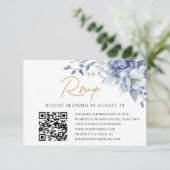 Elegant Dusty Blue gold  Wedding QR code RSVP (スタンド正面)