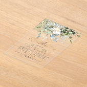Elegant Dusty Blue Gum Eucalyptus Rehearsal Dinner アクリル招待状 (レイダウン)