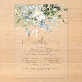 Elegant Dusty Blue Gum Eucalyptus Rehearsal Dinner アクリル招待状 (正面)