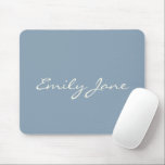 Elegant Dusty Blue Handwritten Script Name Custom マウスパッド<br><div class="desc">This custom mouse pad features your name in beautiful handwritten script lettering on a stylish dusty blue background. Great gift idea.</div>