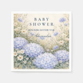 Elegant Dusty Blue Hydrangea Garden Baby Shower スタンダードカクテルナプキン (正面)