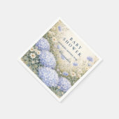 Elegant Dusty Blue Hydrangea Garden Baby Shower スタンダードカクテルナプキン (角)