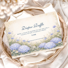 Elegant Dusty Blue Hydrangea Garden Diapper Raffle エンクロージャーカード