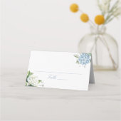 Elegant Dusty Blue Hydrangea Wedding Escort Card プレイスカード (正面)