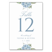 Elegant Dusty Blue Hydrangea Wedding Table Number テーブルナンバー (裏面)