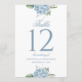 Elegant Dusty Blue Hydrangea Wedding Table Number 招待状 (裏面)