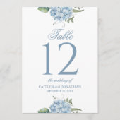 Elegant Dusty Blue Hydrangea Wedding Table Number 招待状 (正面)