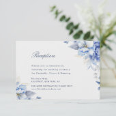 Elegant Dusty Blue & Light Blue Floral  Artwork 出欠カード (スタンド正面)
