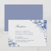 Elegant Dusty Blue & Light Blue Floral  Artwork 出欠カード (正面/裏面)