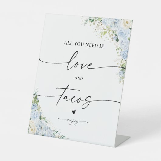 Elegant Dusty Blue Love and Tacos Sign 台座サイン (正面)