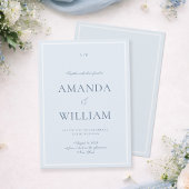 Elegant Dusty Blue Minimal Wedding Invitation 招待状