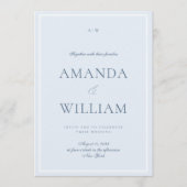 Elegant Dusty Blue Minimal Wedding Invitation 招待状 (正面)