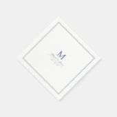 Elegant dusty blue minimalist monogram スタンダードカクテルナプキン (角)