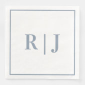 Elegant Dusty Blue Monogram Initials Wedding (正面)