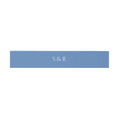 Elegant Dusty Blue Monogram Invitation 招待状ベリーバンド (フラット)