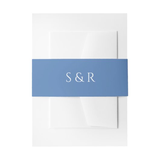 Elegant Dusty Blue Monogram Invitation 招待状ベリーバンド (正面例)