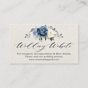 Elegant Dusty Blue Navy Champagne Ivory Wedding We エンクロージャーカード