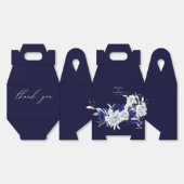 Elegant Dusty Blue Navy Floral Wedding フェイバーボックス (見開き)