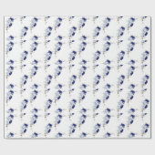 Elegant Dusty Blue Navy Floral Wedding  ラッピングペーパー (フラット)