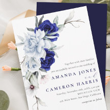 Elegant Dusty Blue Navy Floral Wedding