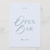 Elegant Dusty Blue Open Bar Wedding Sign 招待状 (正面)