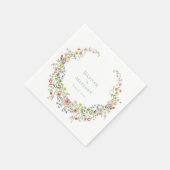 Elegant Dusty Blue Pastel Wildflower Crest Wedding スタンダードカクテルナプキン (角)
