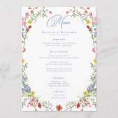 Elegant Dusty Blue Pastel Wildflower Crest Wedding メニュー (正面)