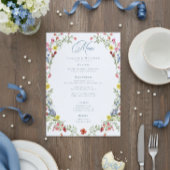 Elegant Dusty Blue Pastel Wildflower Crest Wedding メニュー