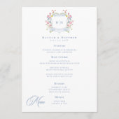 Elegant Dusty Blue Pastel Wildflower Crest Wedding メニュー (正面)