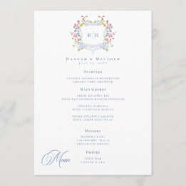 Elegant Dusty Blue Pastel Wildflower Crest Wedding メニュー