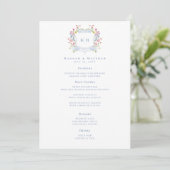 Elegant Dusty Blue Pastel Wildflower Crest Wedding メニュー (スタンド正面)