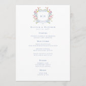 Elegant Dusty Blue Pastel Wildflower Crest Wedding メニュー (正面)