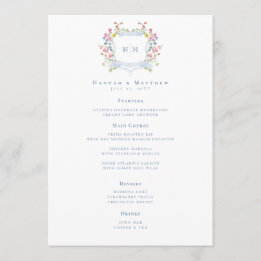 Elegant Dusty Blue Pastel Wildflower Crest Wedding メニュー