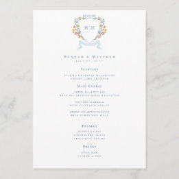 Elegant Dusty Blue Pastel Wildflower Crest Wedding メニュー