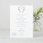 Elegant Dusty Blue Pastel Wildflower Crest Wedding メニュー (スタンド正面)