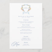 Elegant Dusty Blue Pastel Wildflower Crest Wedding メニュー (正面)