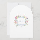 Elegant Dusty Blue Pastel Wildflower Crest Wedding 招待状 (裏面)