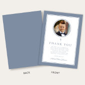 Elegant Dusty Blue Photo Boy First Communion サンキューカード
