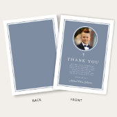 Elegant Dusty Blue Photo Boy First Communion サンキューカード