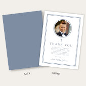 Elegant Dusty Blue Photo Boy First Holy Communion サンキューカード