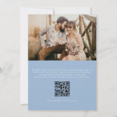 Elegant Dusty Blue Photo QR Code Wedding 招待状 (裏面)
