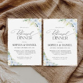 Elegant Dusty Blue Rehearsal Dinner Invitation 招待状