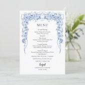 Elegant Dusty Blue Roses Bow Wedding Menu  メニュー (スタンド正面)