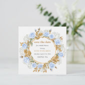 Elegant Dusty Blue Roses Save the Date (スタンド正面)