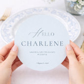 Elegant Dusty Blue Round Wedding Menu Card メニュー