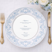 Elegant Dusty Blue Round Wedding Menu Card メニュー