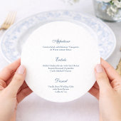 Elegant Dusty Blue Round Wedding Menu Card メニュー