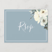 Elegant Dusty Blue RSVP Postcard with Meal Choice インビテーションポストカード (正面)