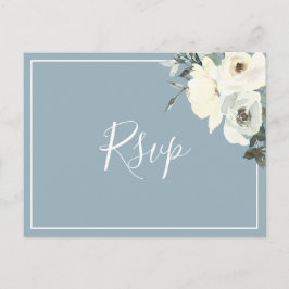 Elegant Dusty Blue RSVP Postcard with Meal Choice インビテーションポストカード